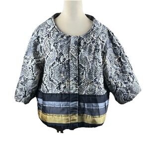 Rinascimento Women XL Snake Print Cropped Quilted Metallic Jacket Made In Italy